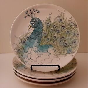 9" Peacock Plates - SET OF FOUR - Edie Rose Home Collection